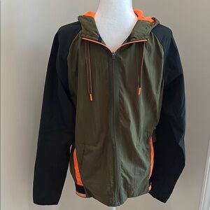 Russell Athletic Green and Black Windbreaker with Hood. Small